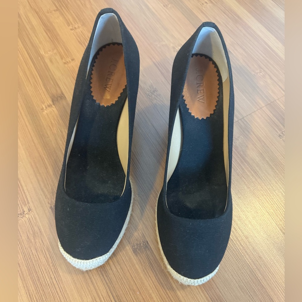 J. Crew Black Espadrille Slip-On Shoes